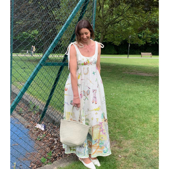 Alemais Anouk Colantoni Ballet Tie-Strap Midi Dress US 2 - Picture 4 of 13